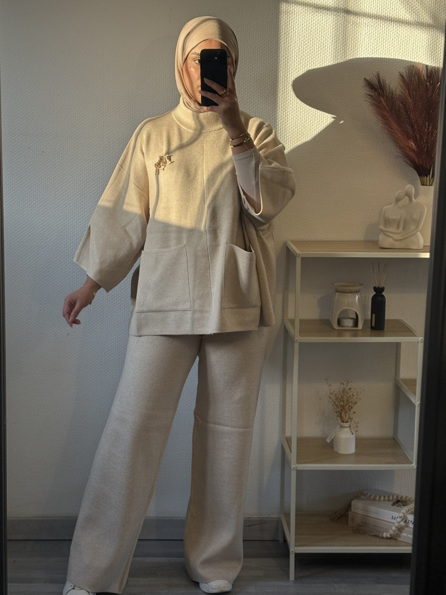 ✨ Ensemble oversize élégant &amp; confortable – Beige naturel - VËLYA Paris