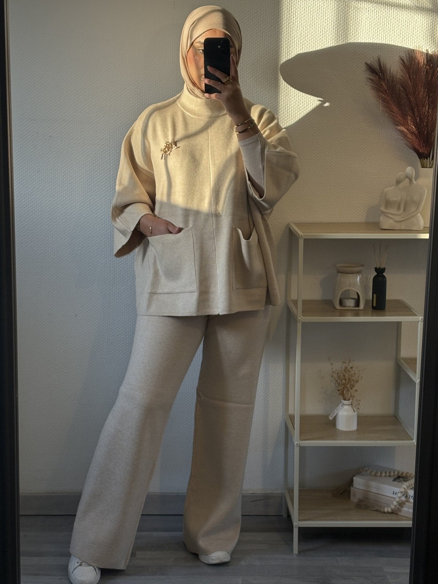 ✨ Ensemble oversize élégant &amp; confortable – Beige naturel - VËLYA Paris