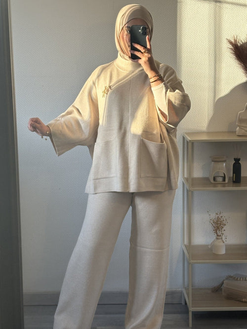 ✨ Ensemble oversize élégant &amp; confortable – Beige naturel - VËLYA Paris